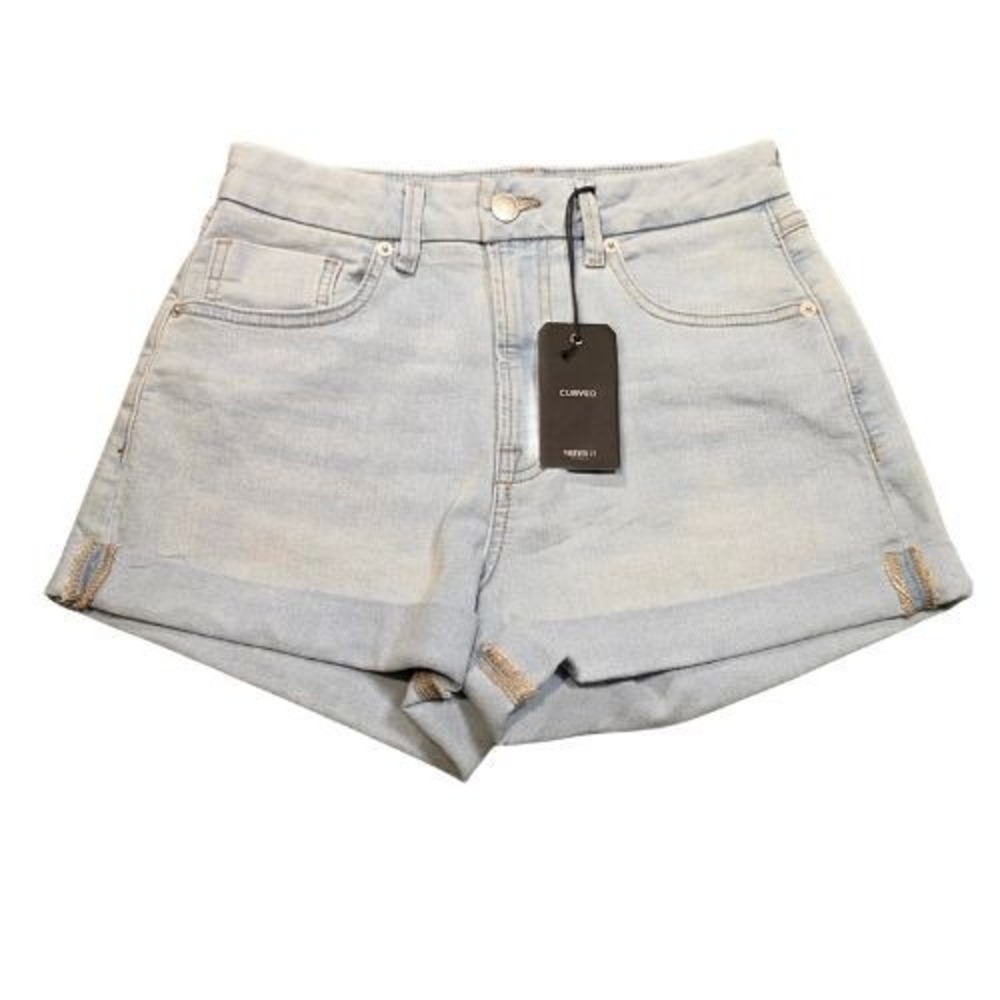NEW Forever 21 Women Size 27 Light Wash High Rise Cuffed Denim Shorts Capsule